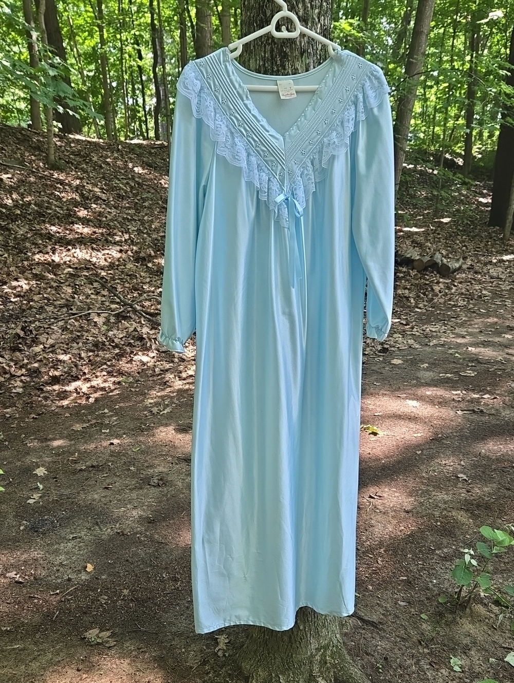 Vintage Light Blue Lace-Trim Nightgown by Slumber Suzy SzM